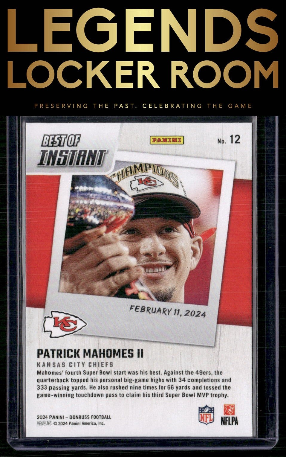 2024 Donruss #12 Patrick Mahomes II Best of Panini Instant