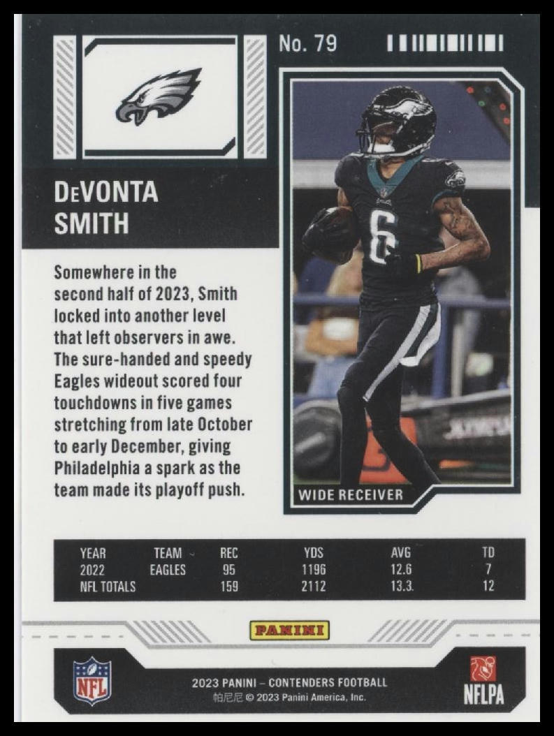 2023 Panini Contenders #79 DeVonta Smith Season Ticket Retail