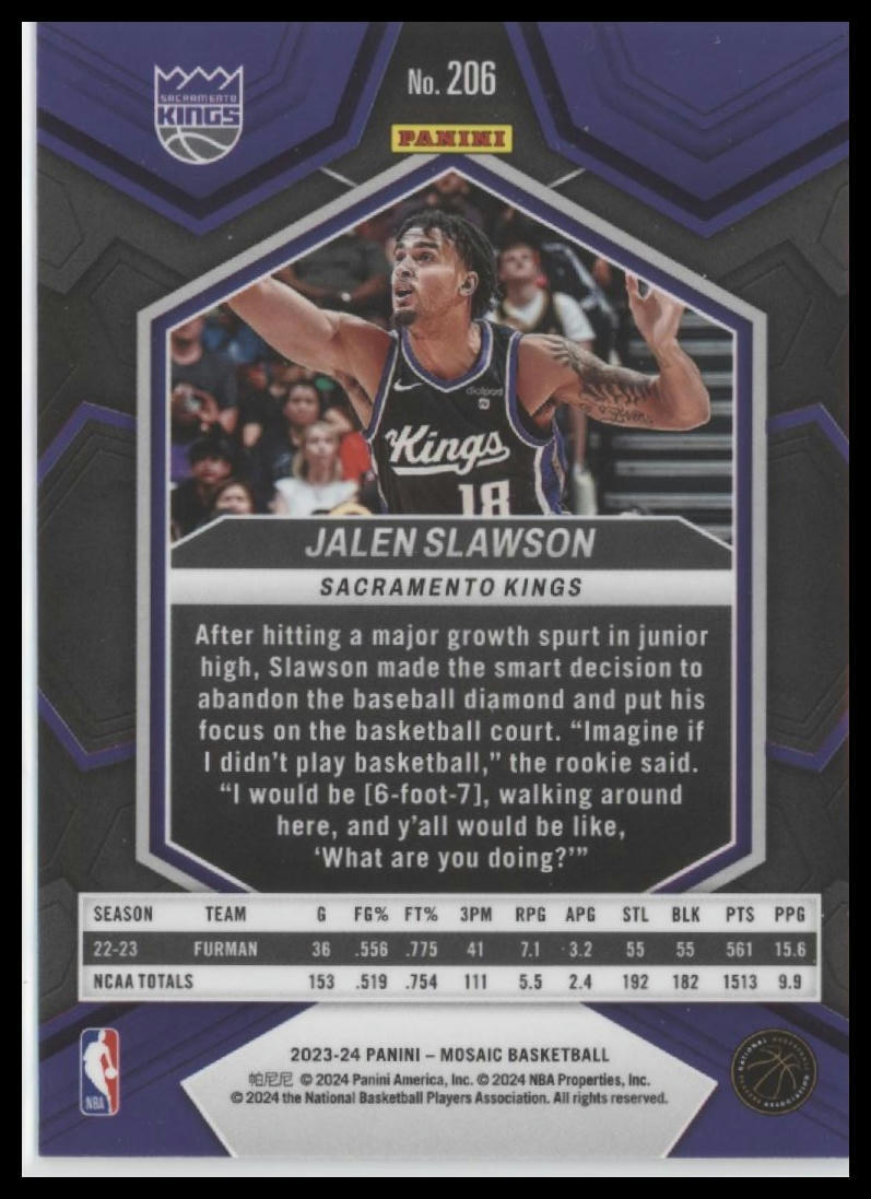 2023-24 Panini Mosaic #206 Jalen Slawson