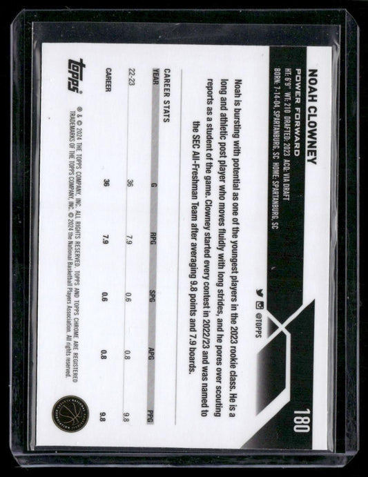 2023-24 Topps Chrome #180 Noah Clowney Prism Refractors