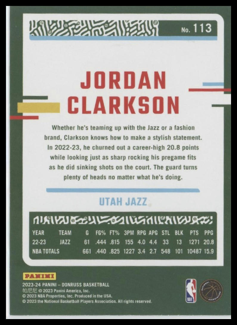 2023-24 Donruss #113 Jordan Clarkson