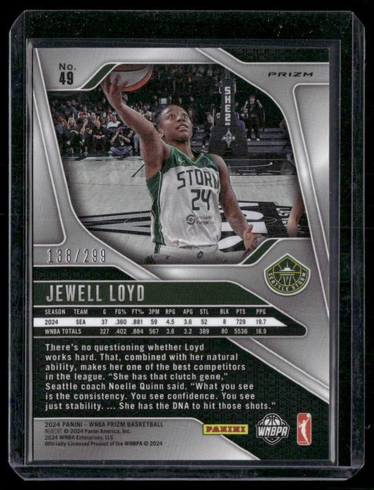 2024 Panini Prizm WNBA #49 Jewell Loyd Red Prizms #/299