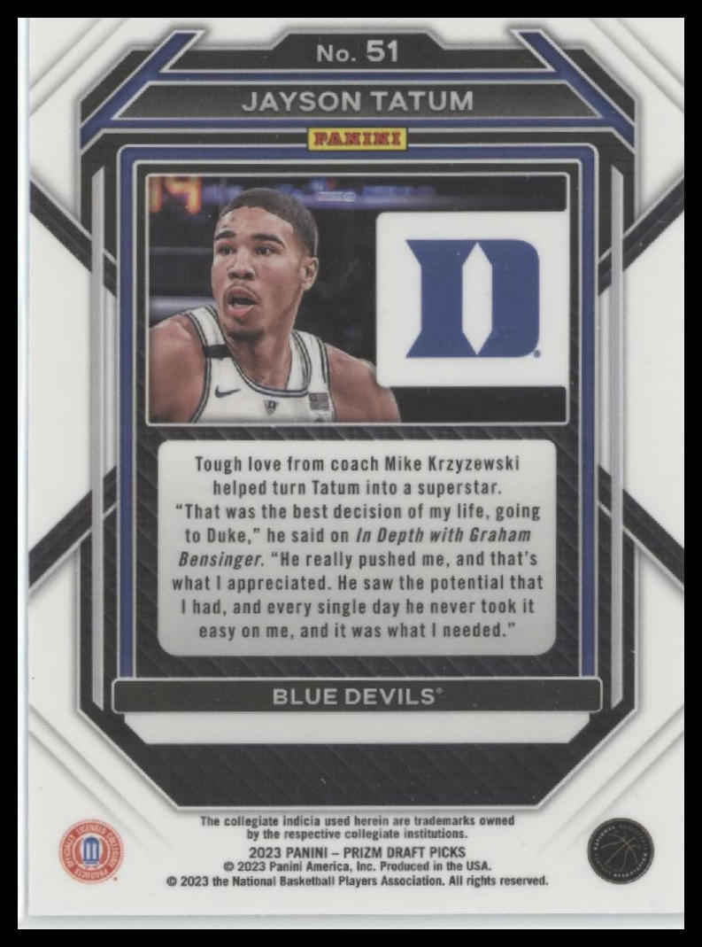 2023 Panini Prizm Draft Picks #51 Jayson Tatum