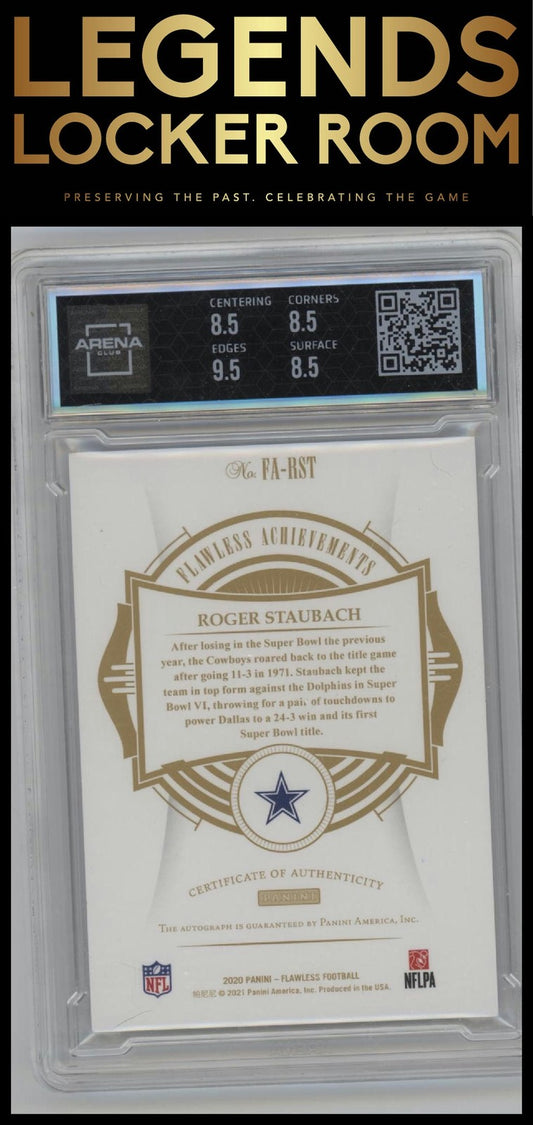 2020 Panini Flawless Roger Staubach Flawless Achievements Ruby #/5