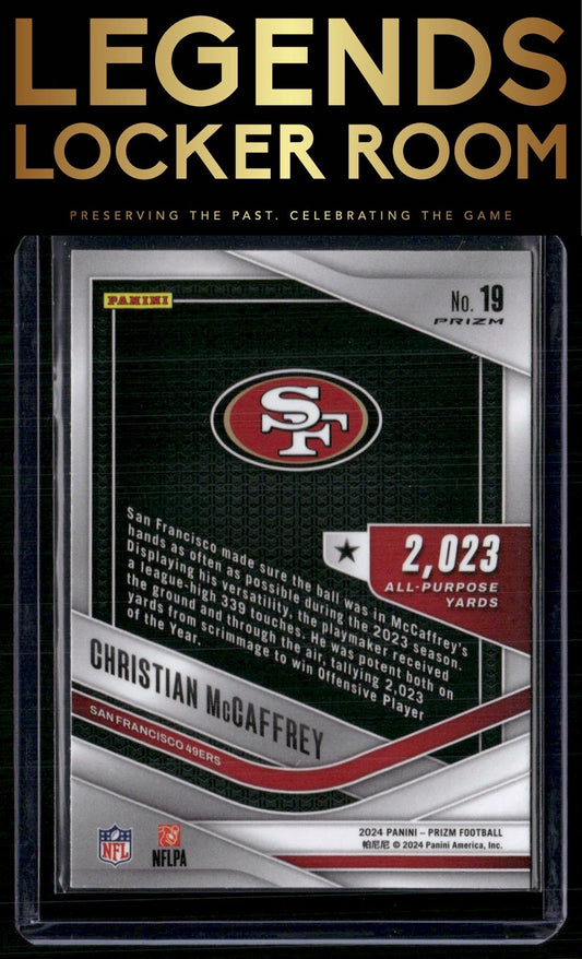 2024 Panini Prizm #19 Christian McCaffrey All Purpose Silver Prizm