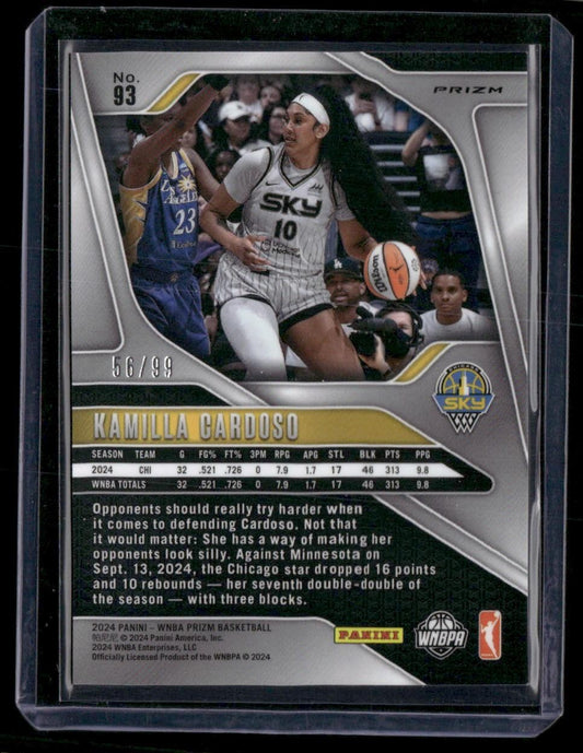 2024 Panini Prizm WNBA #93 Kamilla Cardoso Orange Prizms #/99