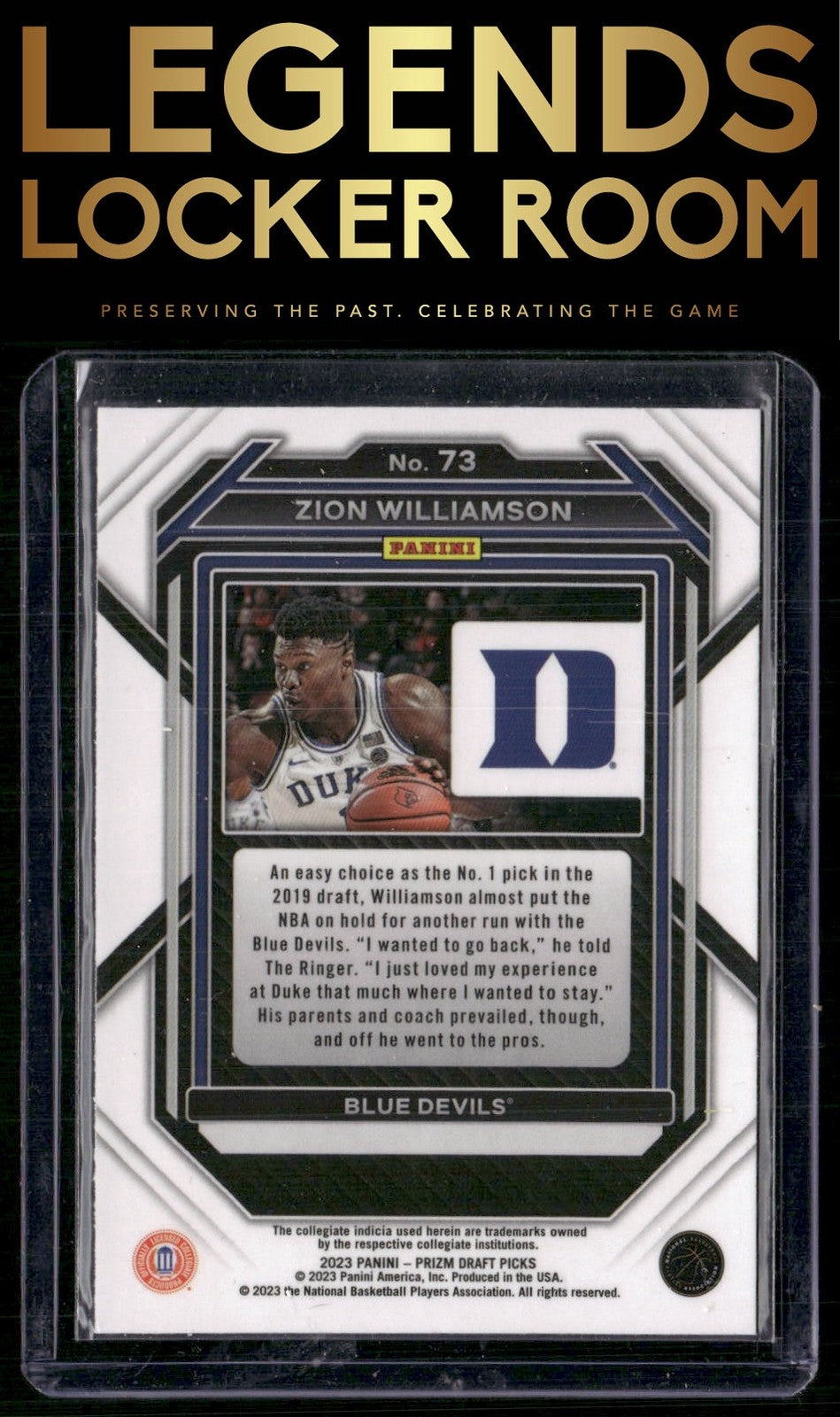 2023 Panini Prizm Draft Picks #73 Zion Williamson