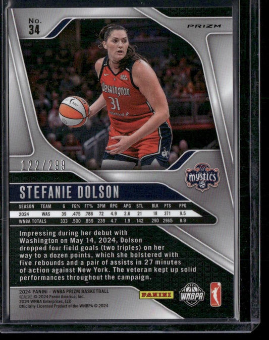 2024 Panini Prizm WNBA #34 Stefanie Dolson Red Prizms #/299