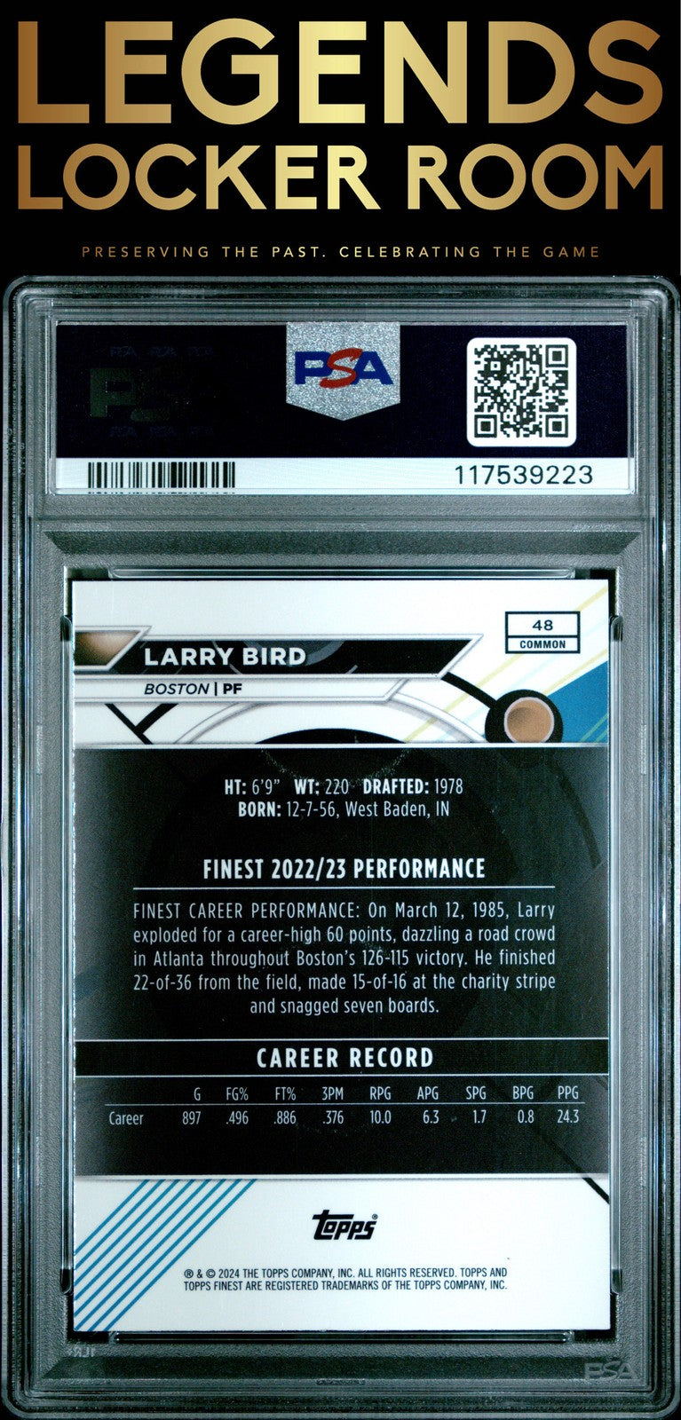 2023 Topps Finest #48 Larry Bird Gold Geometric 50/50 PSA 9