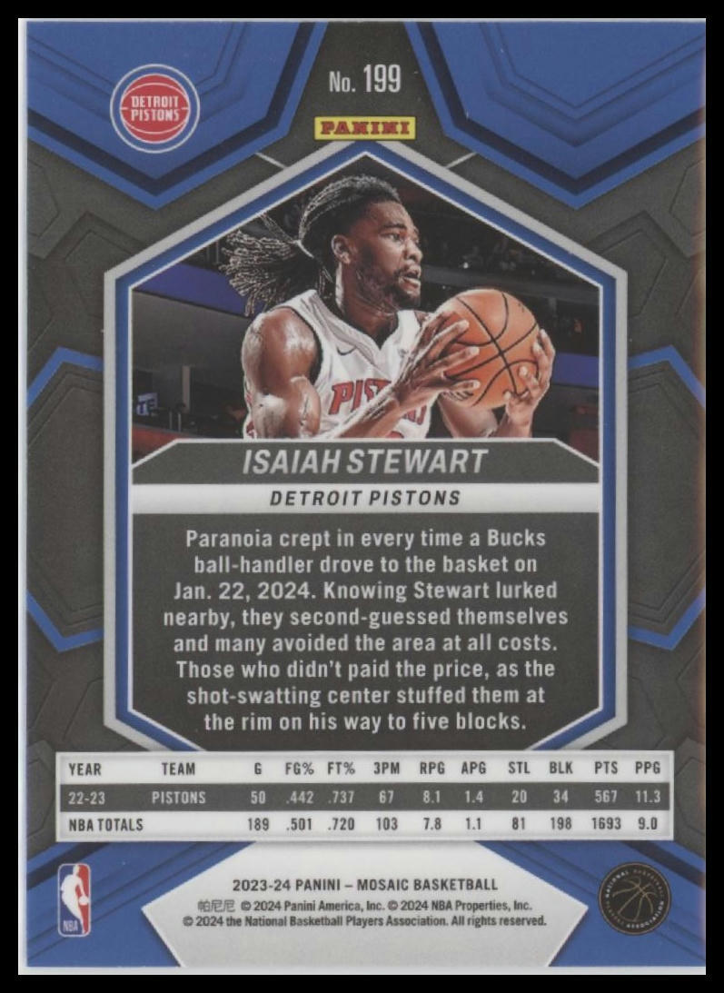 2023-24 Panini Mosaic #199 Isaiah Stewart