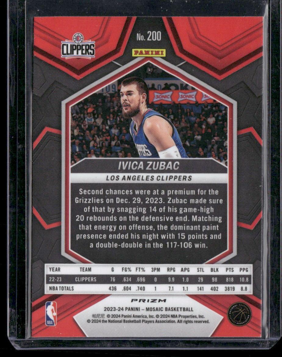 2023-24 Panini Mosaic #200 Ivica Zubac Fast Break Silver