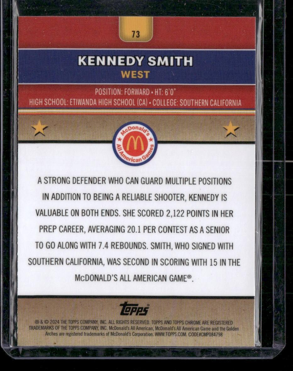2024 Topps Chrome McDonald's All-American Kennedy Smith McFlurry Refractor