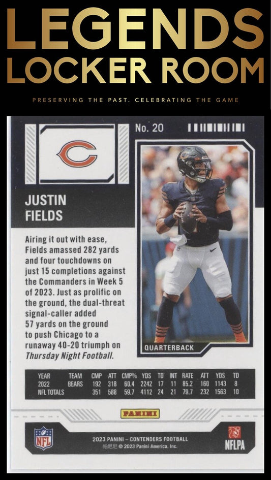 2023 Panini Contenders #20 Justin Fields Season Ticket Retail