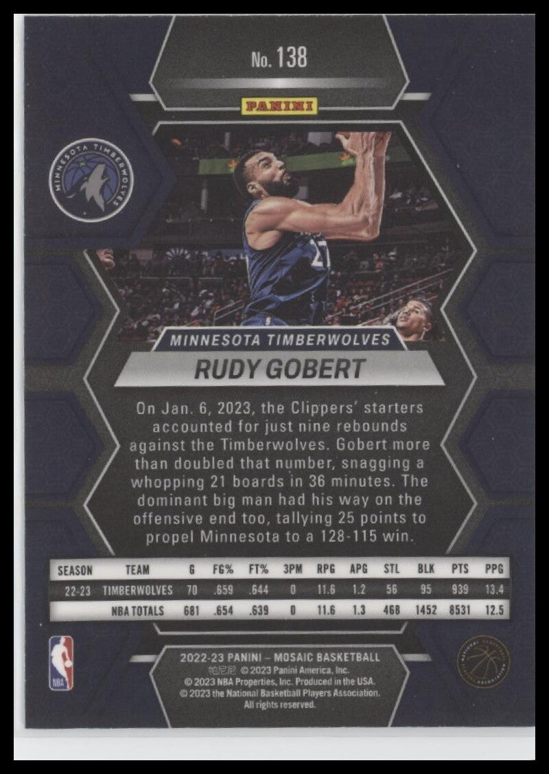 2022-23 Panini Mosaic #138 Rudy Gobert