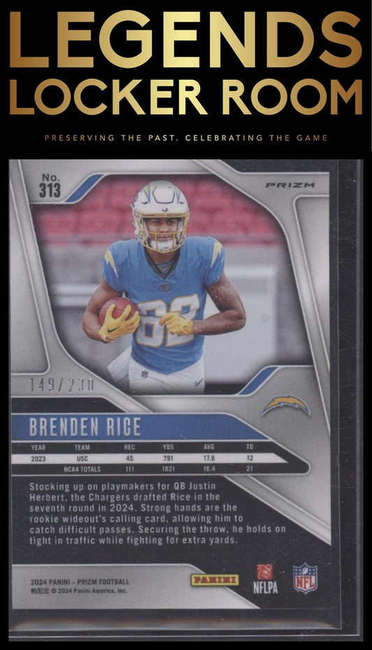 2024 Panini Prizm #313 Brenden Rice Blue Wave #/230