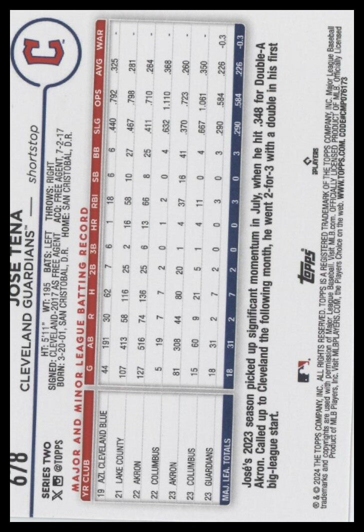 2024 Topps #678 José Tena