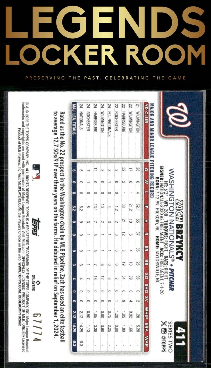 2025 Topps #411 Zach Brzykcy Black #/74