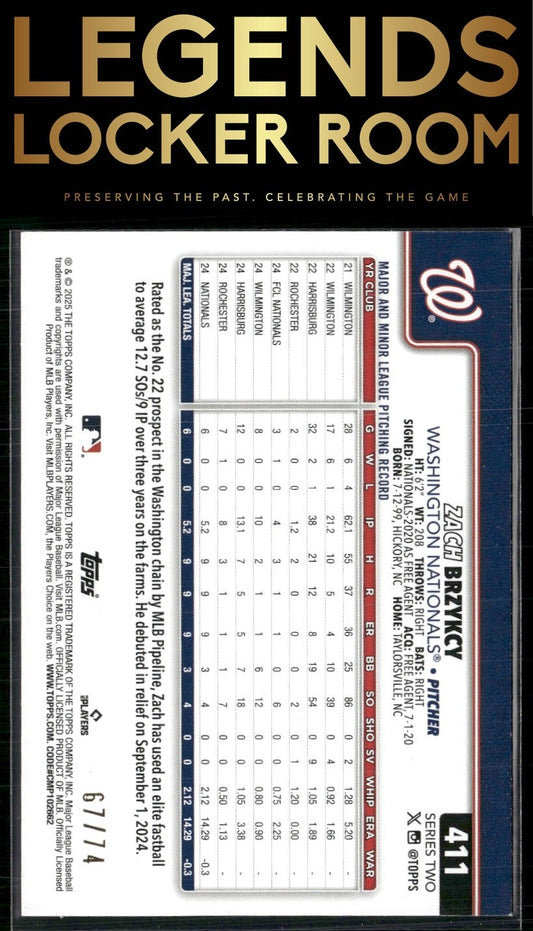 2025 Topps #411 Zach Brzykcy Black #/74