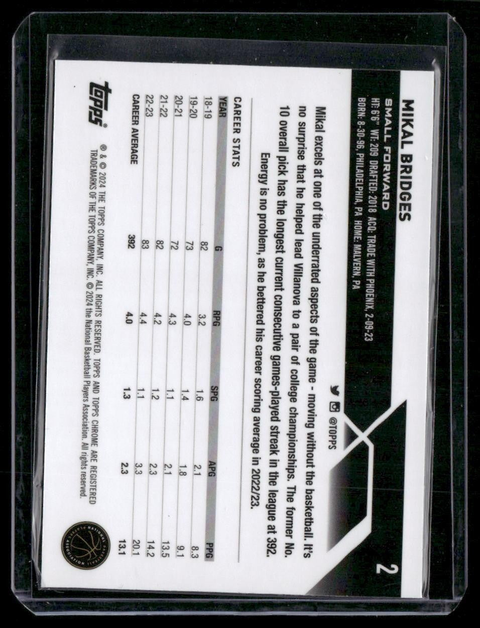 2023-24 Topps Chrome #2 Mikal Bridges