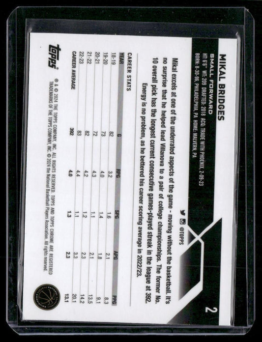 2023-24 Topps Chrome #2 Mikal Bridges