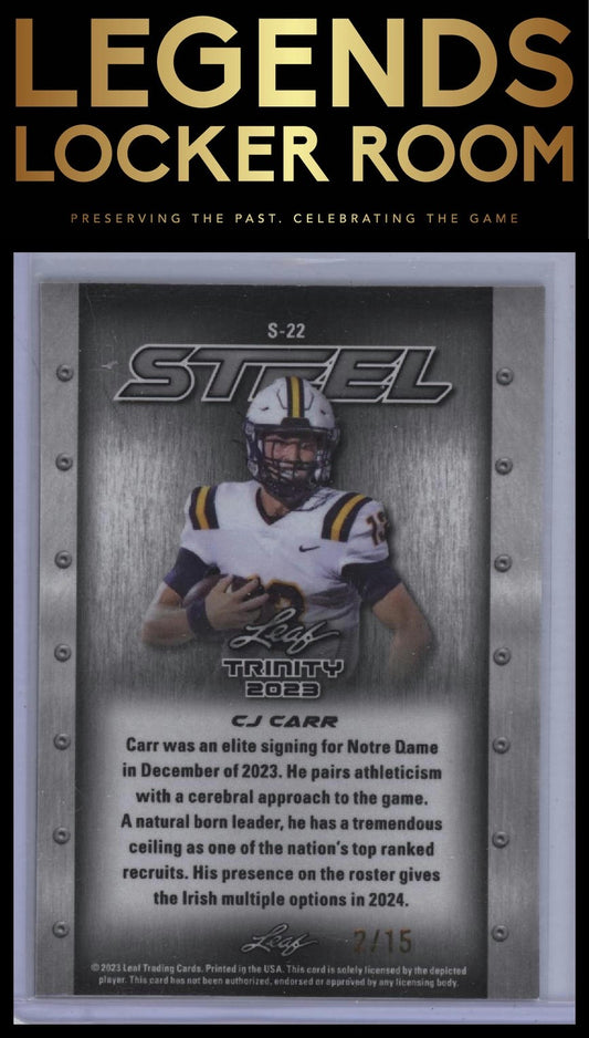 2023 Leaf Trinity - Steel Orange Lava #S-22 CJ Carr #/15