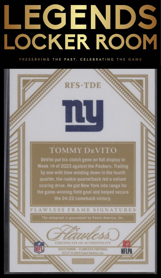 2023 Panini Flawless #RFS-TDE Tommy DeVito Rookie Frame Signatures Ruby #/15