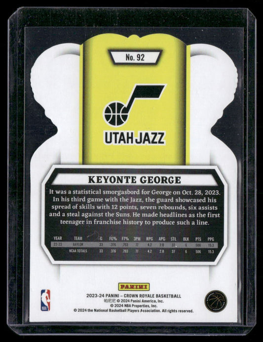 2023-24 Panini Crown Royale #92 Keyonte George Crystal