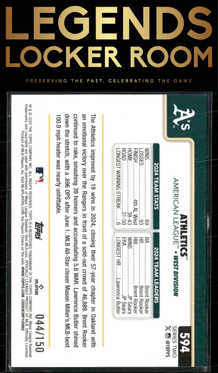 2025 Topps #594 Athletics Blue Holo Foil #/150