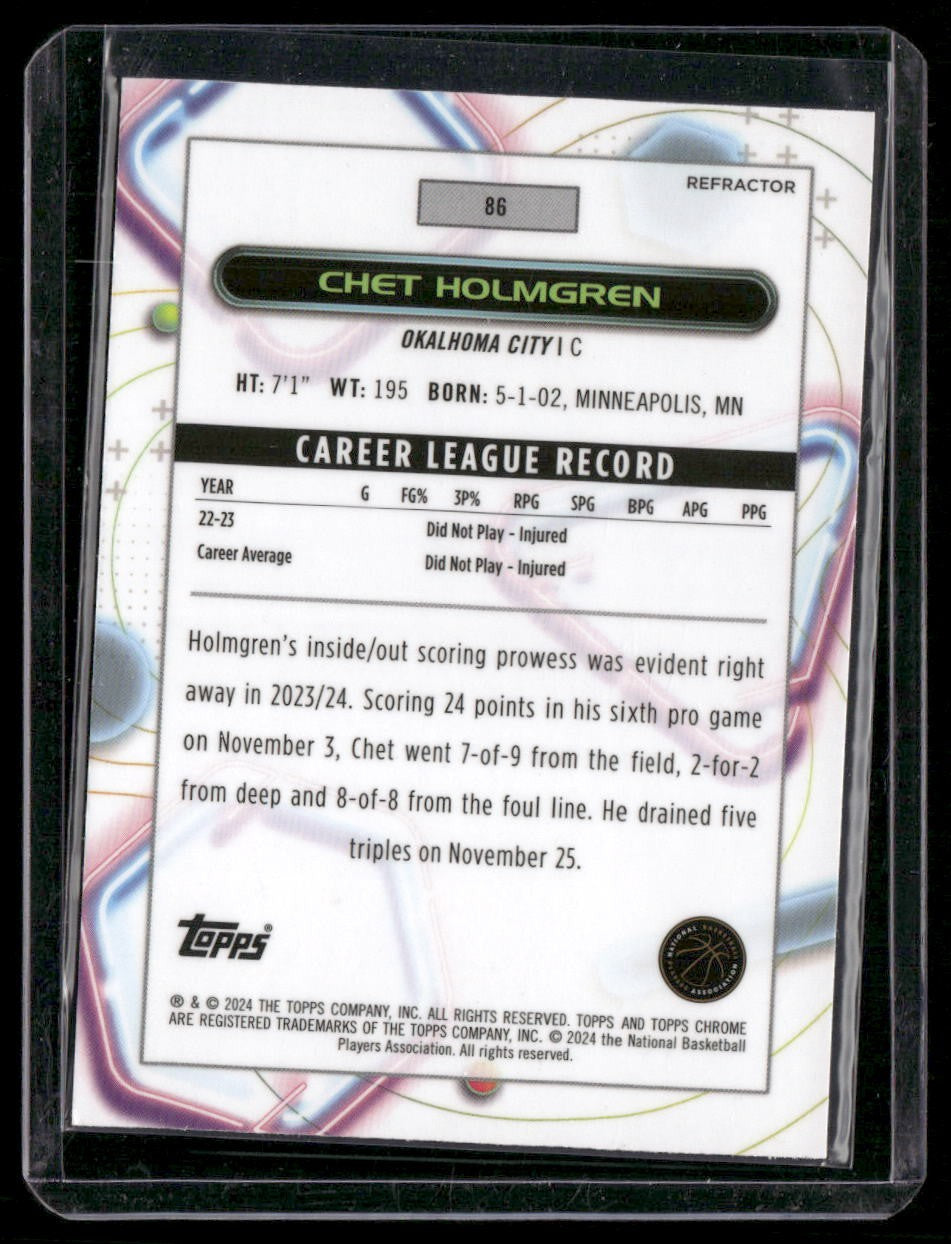2023-24 Topps Chrome Cosmic #86 Chet Holmgren Refractors