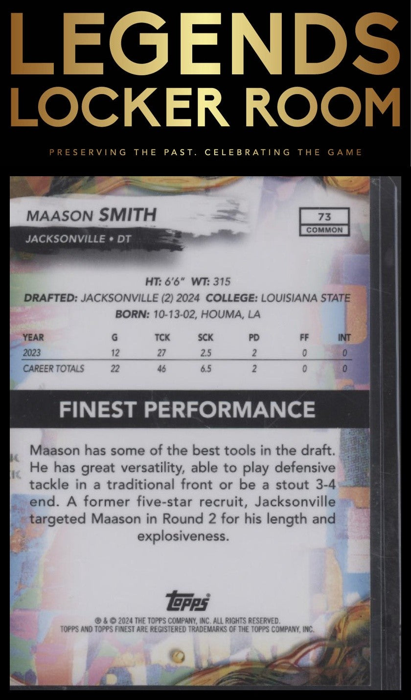 2024 Finest #73 Maason Smith Red Refractor #/10