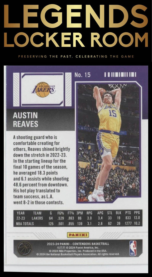 2023-24 Panini Contenders #15 Austin Reaves Season Ticket Retail