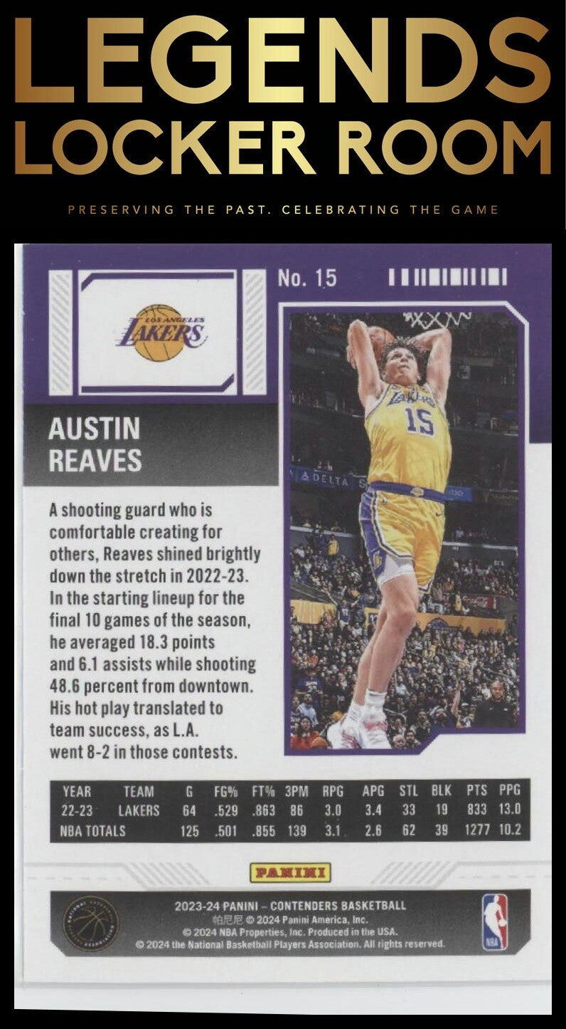 2023-24 Panini Contenders #15 Austin Reaves Season Ticket Retail