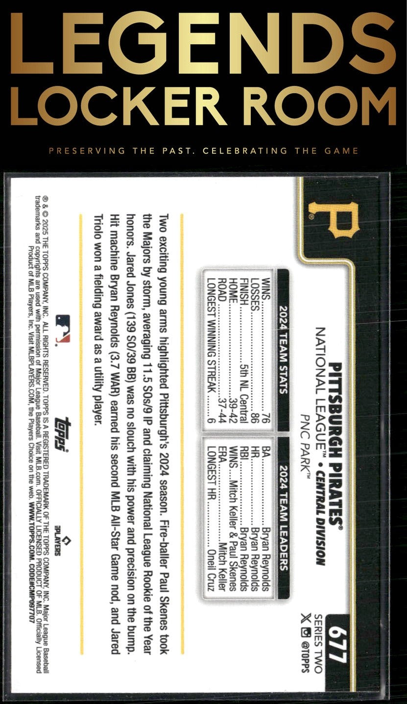 2025 Topps #677 Pittsburgh Pirates Team Color Border