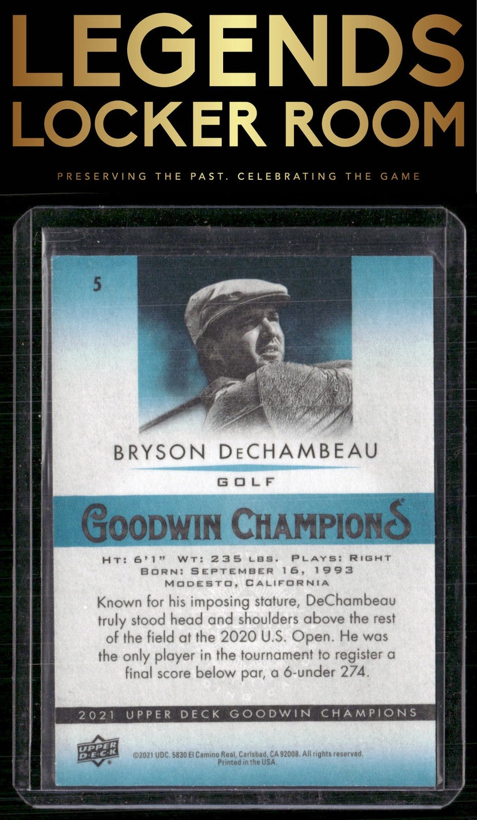 2021 Upper Deck Goodwin Champions #5 Bryson DeChambeau Turquoise