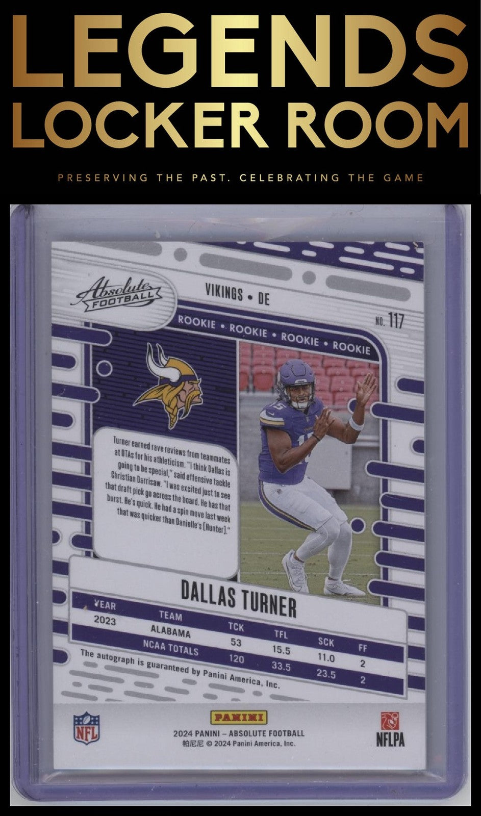 2024 Panini Absolute #117 Dallas Turner Signature Rookies Spectrum #/299