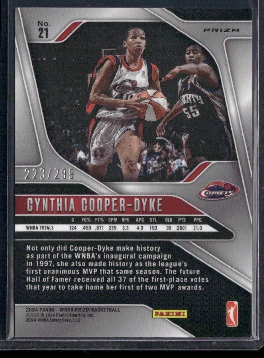 2024 Panini Prizm WNBA #21 Cynthia Cooper-Dyke Red Prizms #/299