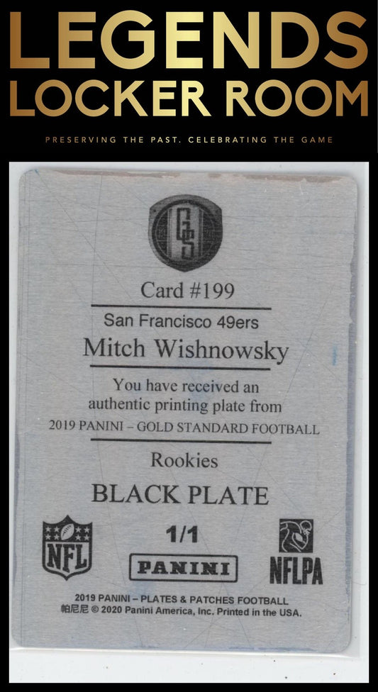 2019 Panini Gold Standard #199 Mitch Wishnowsky Black Printing Plate 1/1
