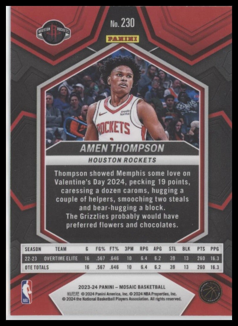 2023-24 Panini Mosaic #230 Amen Thompson