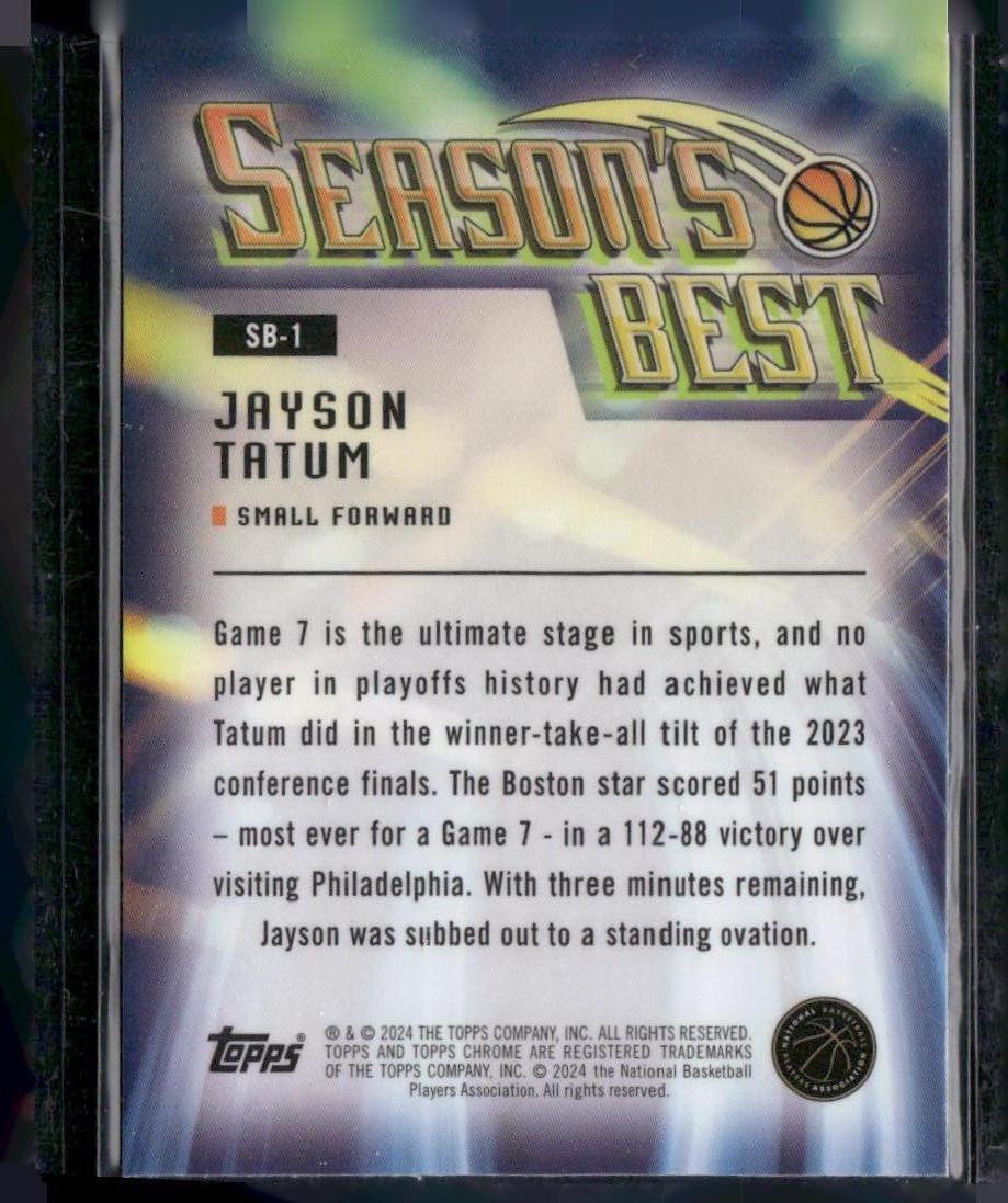 2023-24 Topps Chrome #SB-1 Jayson Tatum Seasons Best