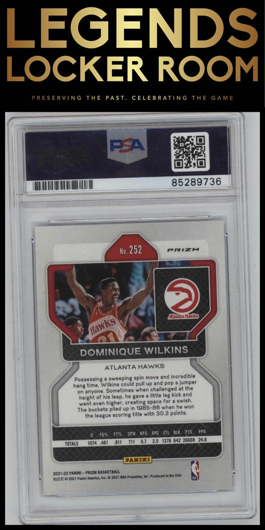 2021-22 Panini Prizm #252 Dominique Wilkins Green Auto PSA Authentic