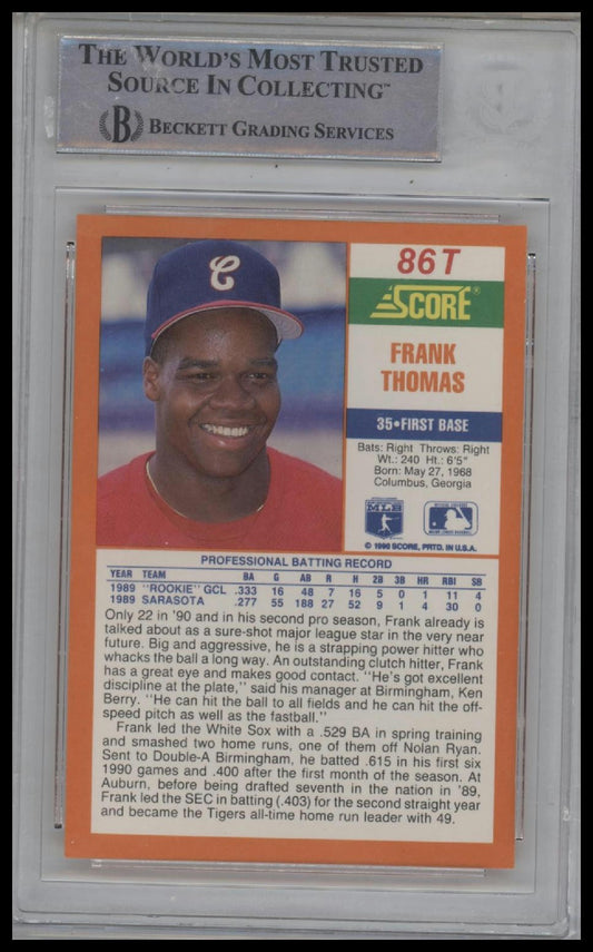 1990 Score Rookie/Traded #86T Frank Thomas Auto "HOF 2014" BGS Authentic