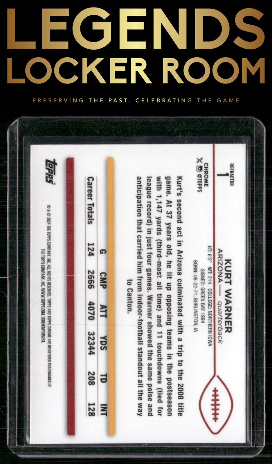2024 Topps Chrome #1 Kurt Warner Refractor