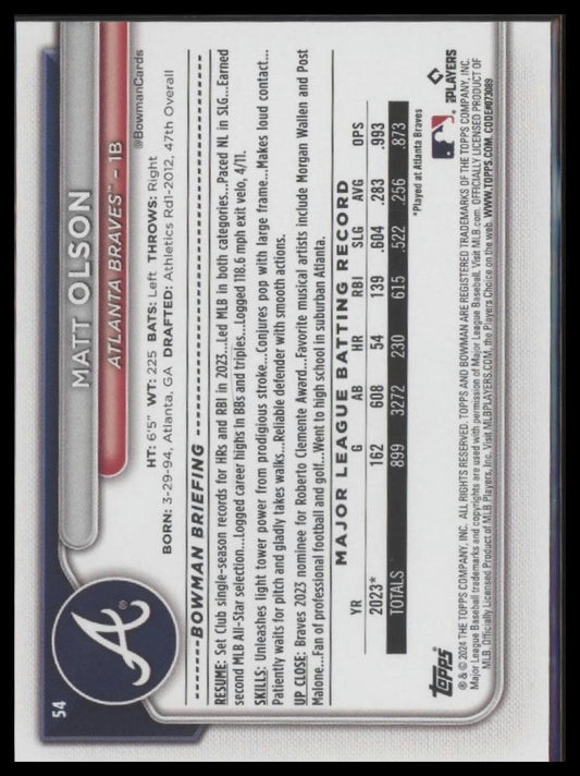 2024 Bowman #54 Matt Olson