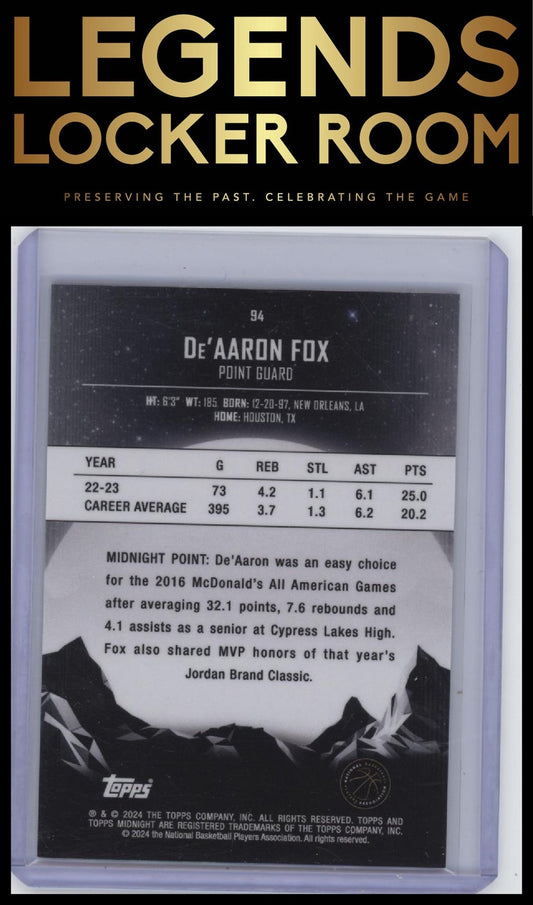 2023-24 Topps Midnight #94 De'Aaron Fox