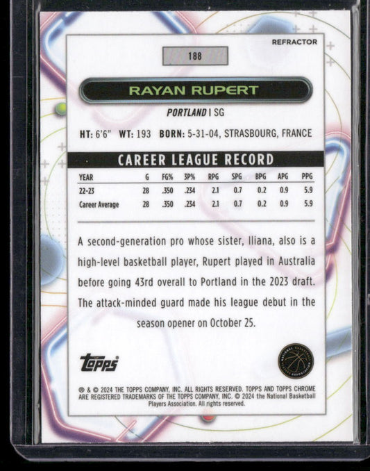2023-24 Topps Chrome Cosmic #188 Rayan Rupert Refractors