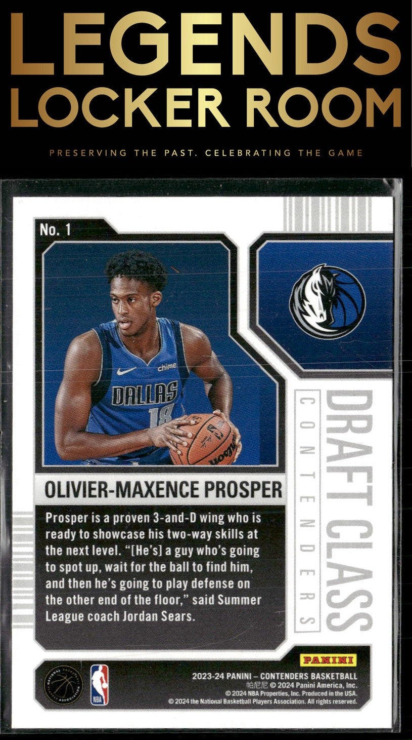2023-24 Panini Contenders #1 Olivier-Maxence Prosper 2023 Draft Class Contenders