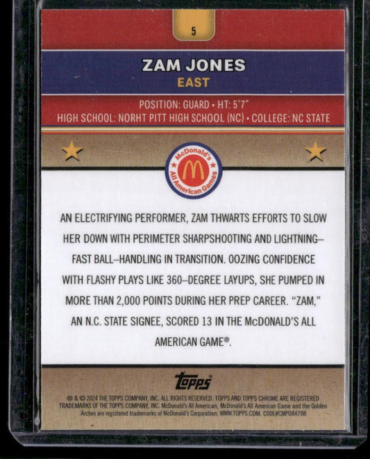 2024 Topps Chrome McDonald's All-American Zamareya Jones Red Lava Refractor /125