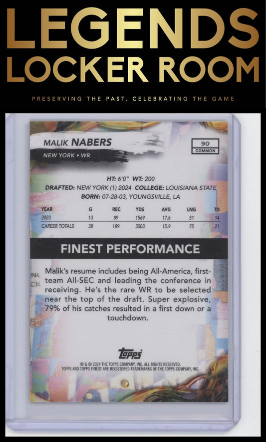 2024 Finest #90 Malik Nabers Blue Refractor #/200