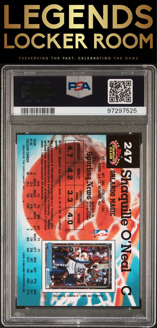 1992 Stadium Club #247 Shaquille O'Neal PSA 9