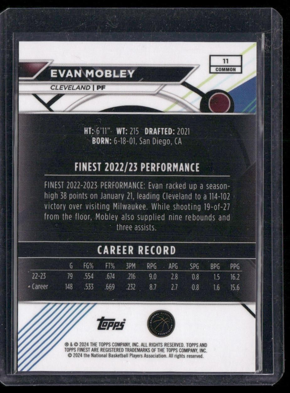 2023-24 Finest #11 Evan Mobley Black Refractors #/25